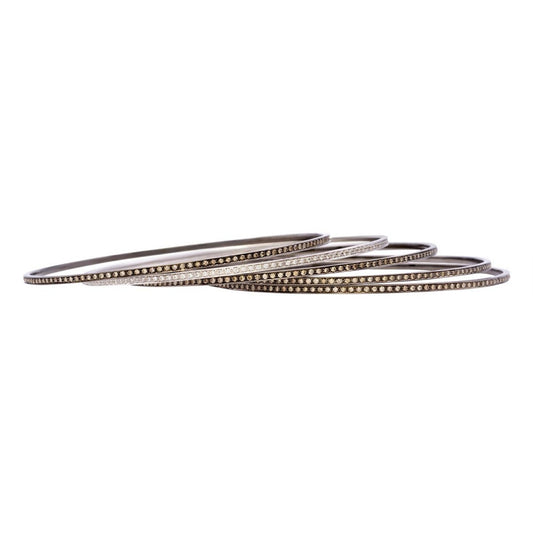 Contemporary 18KT White & Blackened Gold Diamond Bangle Bracelets side