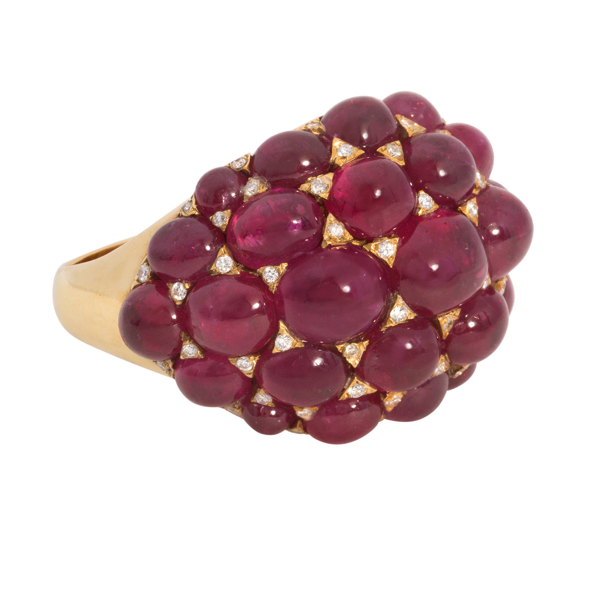 1970s 18KT Yellow Gold Ruby & Diamond Ring side