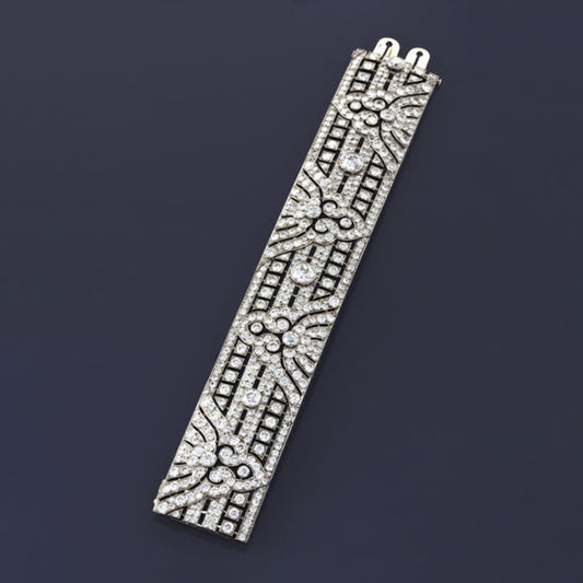 Okrant et Davidonniez Paris Art Deco Platinum Diamond Bracelet front