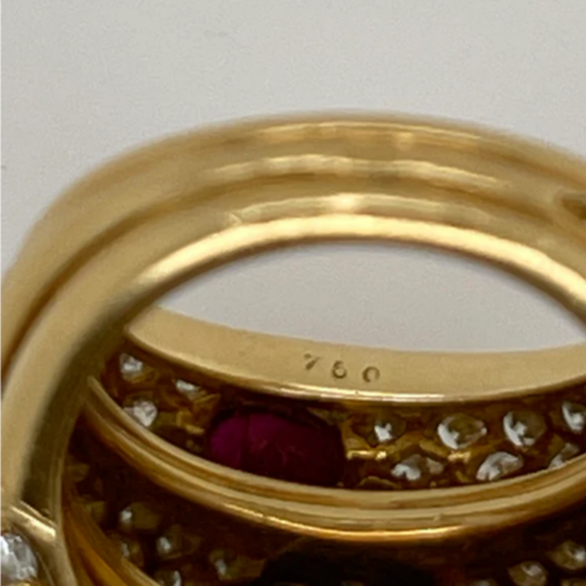 Cartier Paris Post-1980s 18KT Yellow Gold Ruby & Diamond Ring hallmarks