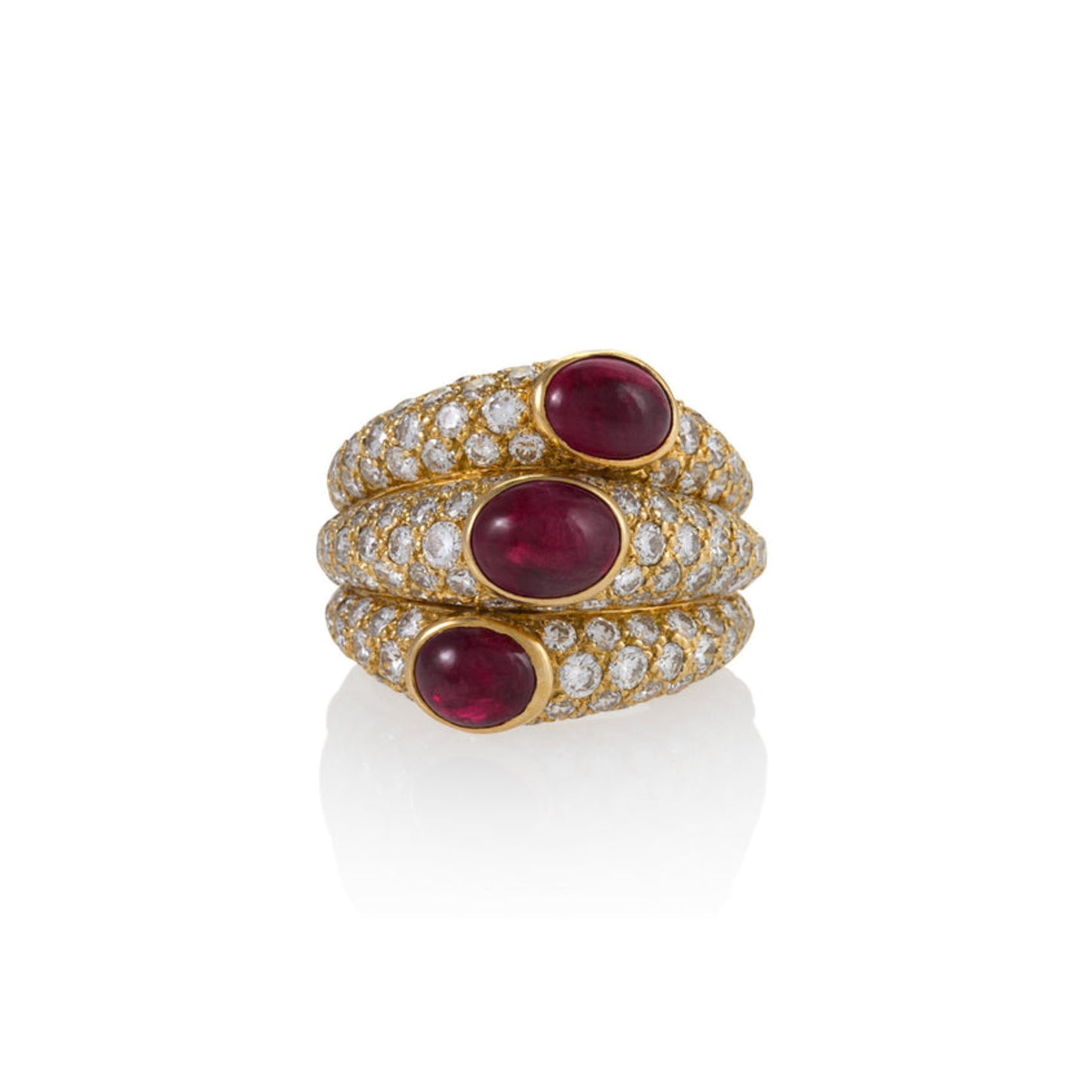 Cartier Paris Post-1980s 18KT Yellow Gold Ruby & Diamond Ring front