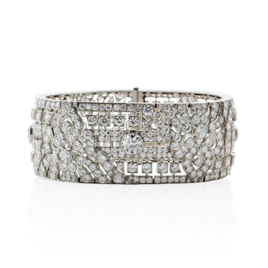 Okrant et Davidonniez Paris Art Deco Platinum Diamond Bracelet front