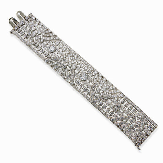 Okrant et Davidonniez Paris Art Deco Platinum Diamond Bracelet front