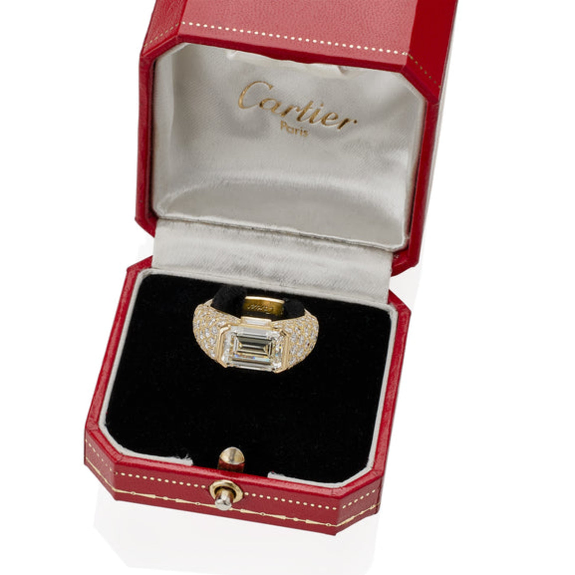 Cartier Paris 1980s 18KT Yellow Gold Diamond Ring in box