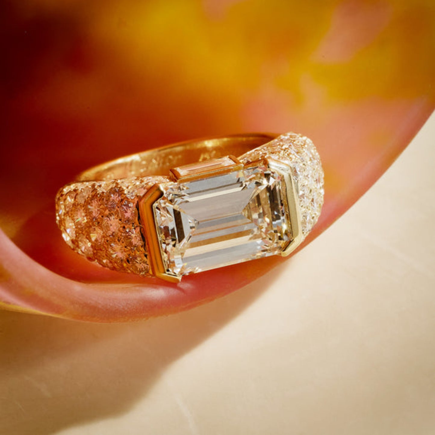 Cartier Paris 1980s 18KT Yellow Gold Diamond Ring front