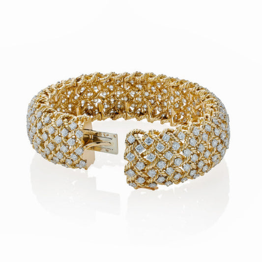 Boucheron Paris 1960s Platinum & 18KT Yellow Gold Diamond Bracelet back