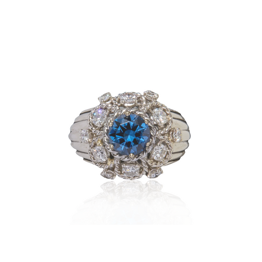 Mauboussin Paris Post-1980s Platinum Spinel & Diamond Ring front