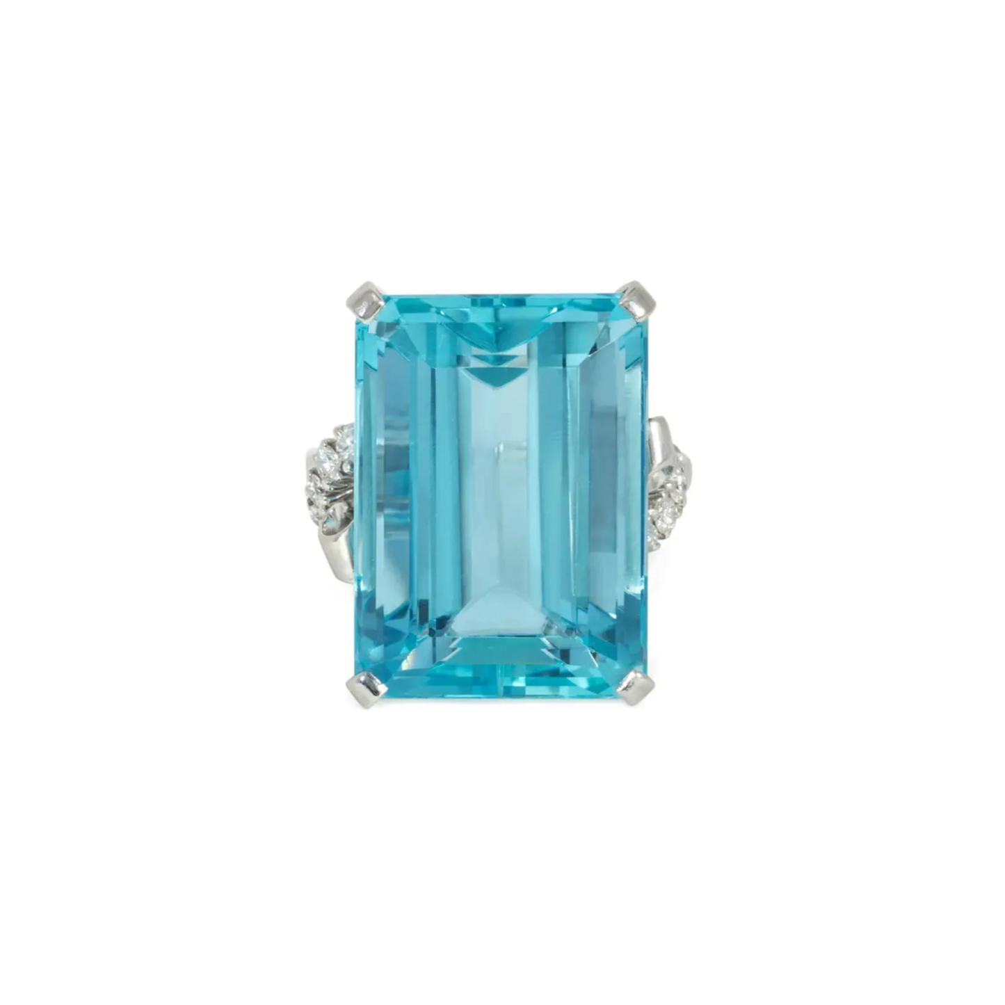 Retro Platinum Aquamarine & Diamond Ring front