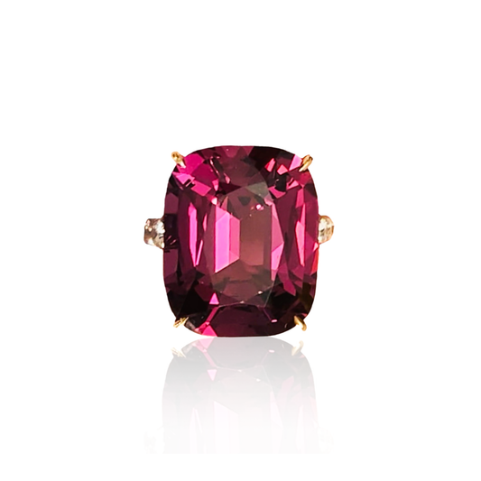 Post-1980s 18KT Rose Gold Spinel & Diamond Ring front