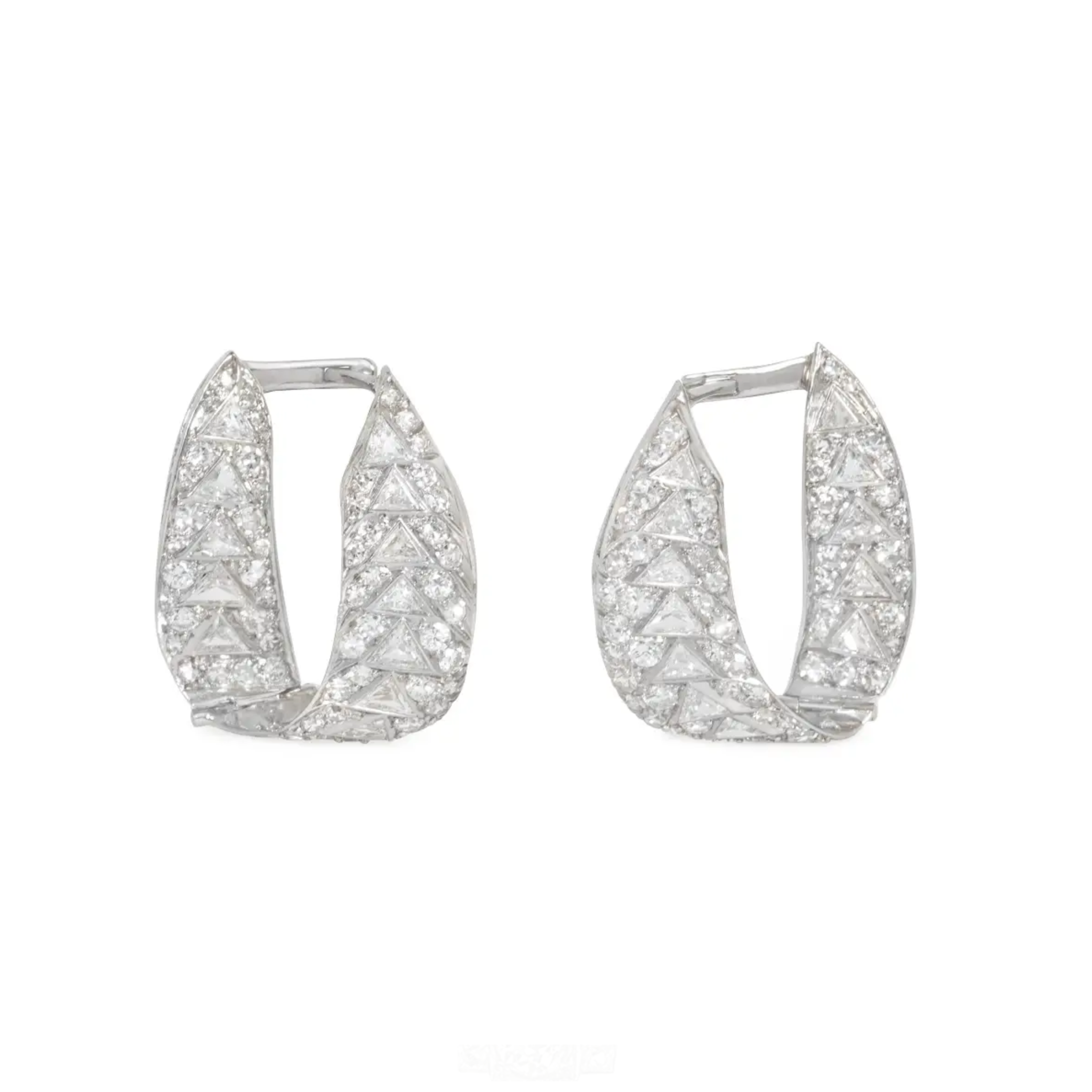 French Art Deco Platinum Diamond Earrings