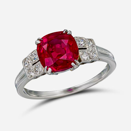 Tiffany & Co. 1960s Platinum Ruby & Diamond Ring front