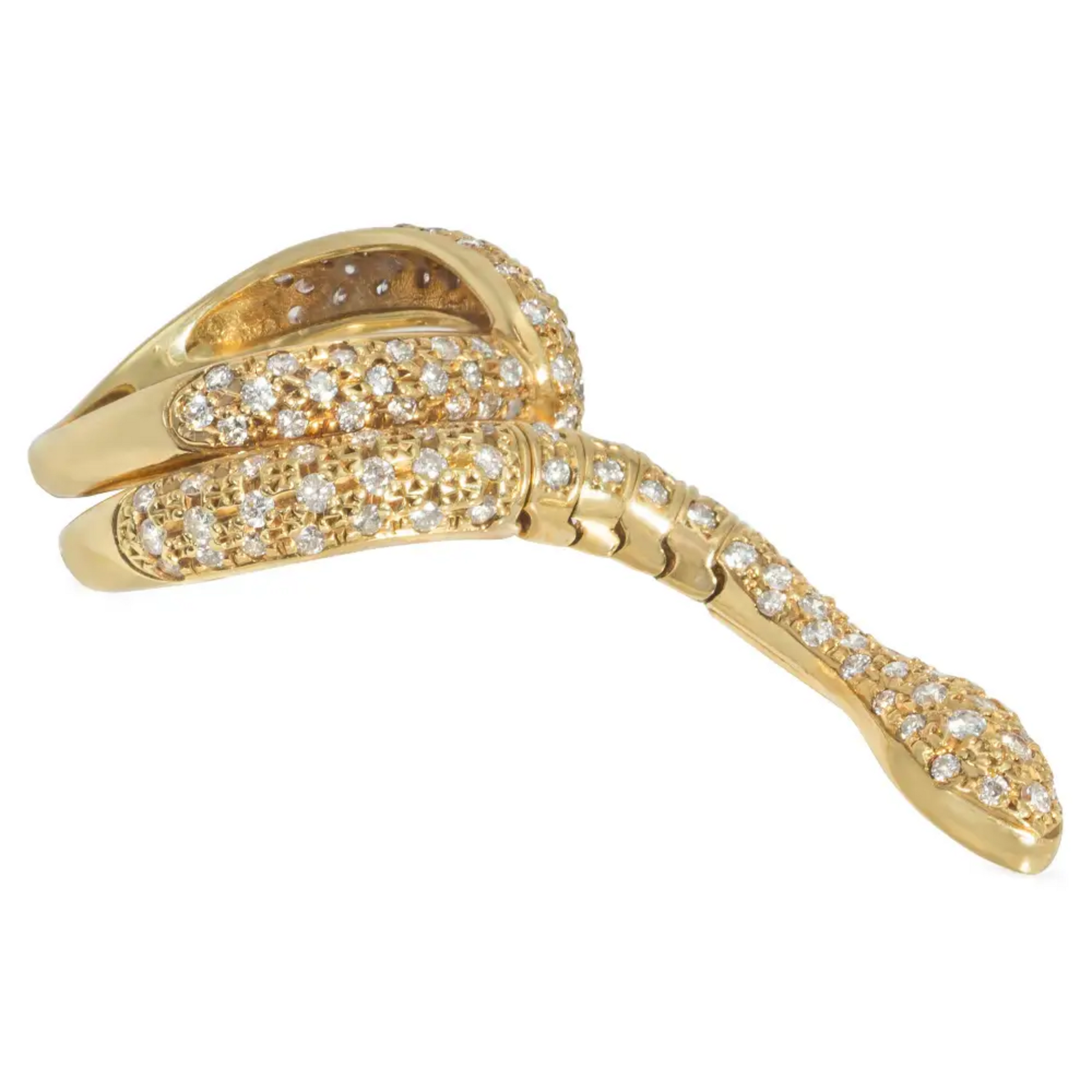 Post-1980s 18KT Yellow Gold Diamond Snake Ring side