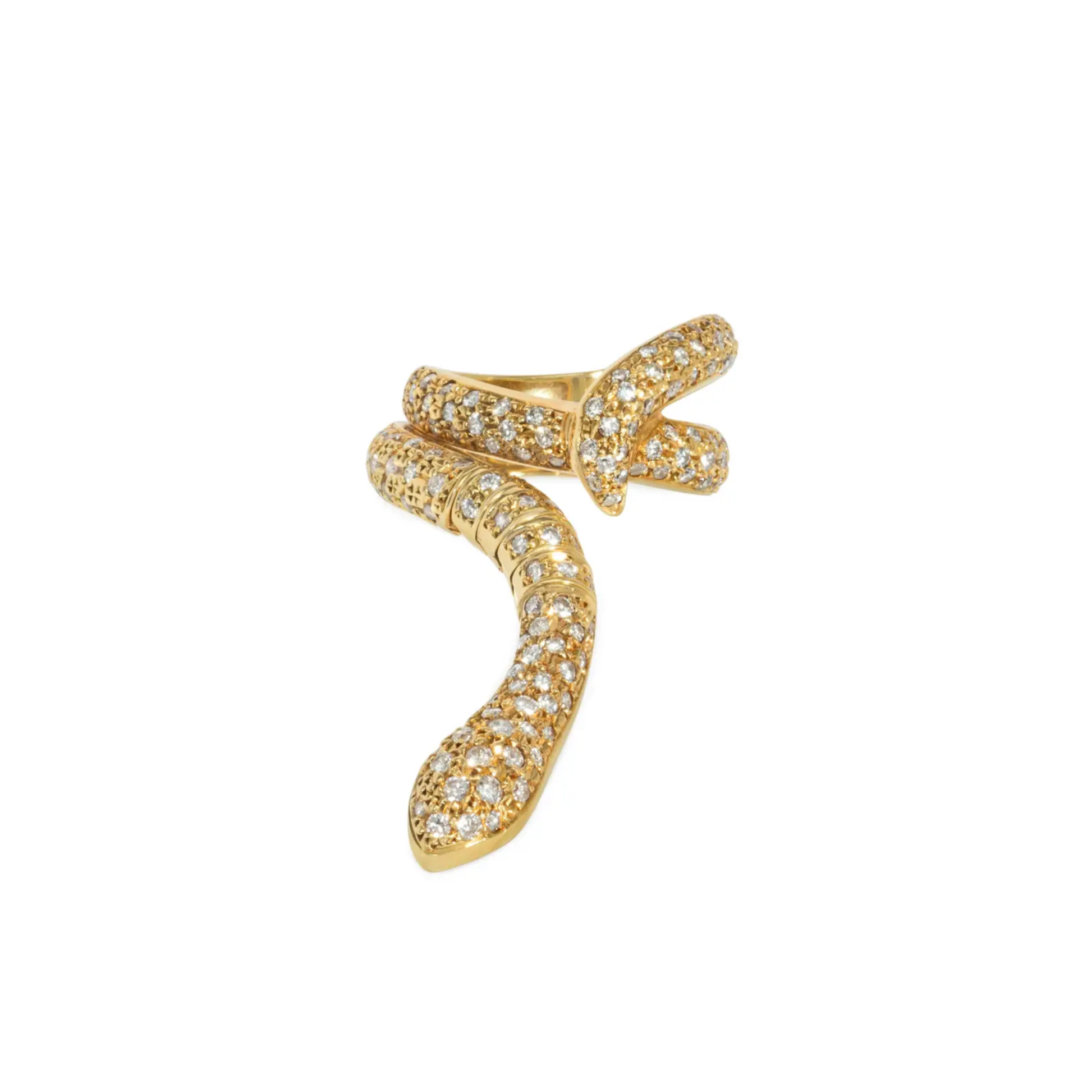 Post-1980s 18KT Yellow Gold Diamond Snake Ring front