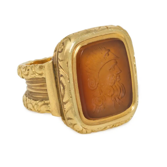 Victorian 18KT Yellow Gold Carnelian Agate Intaglio Ring side