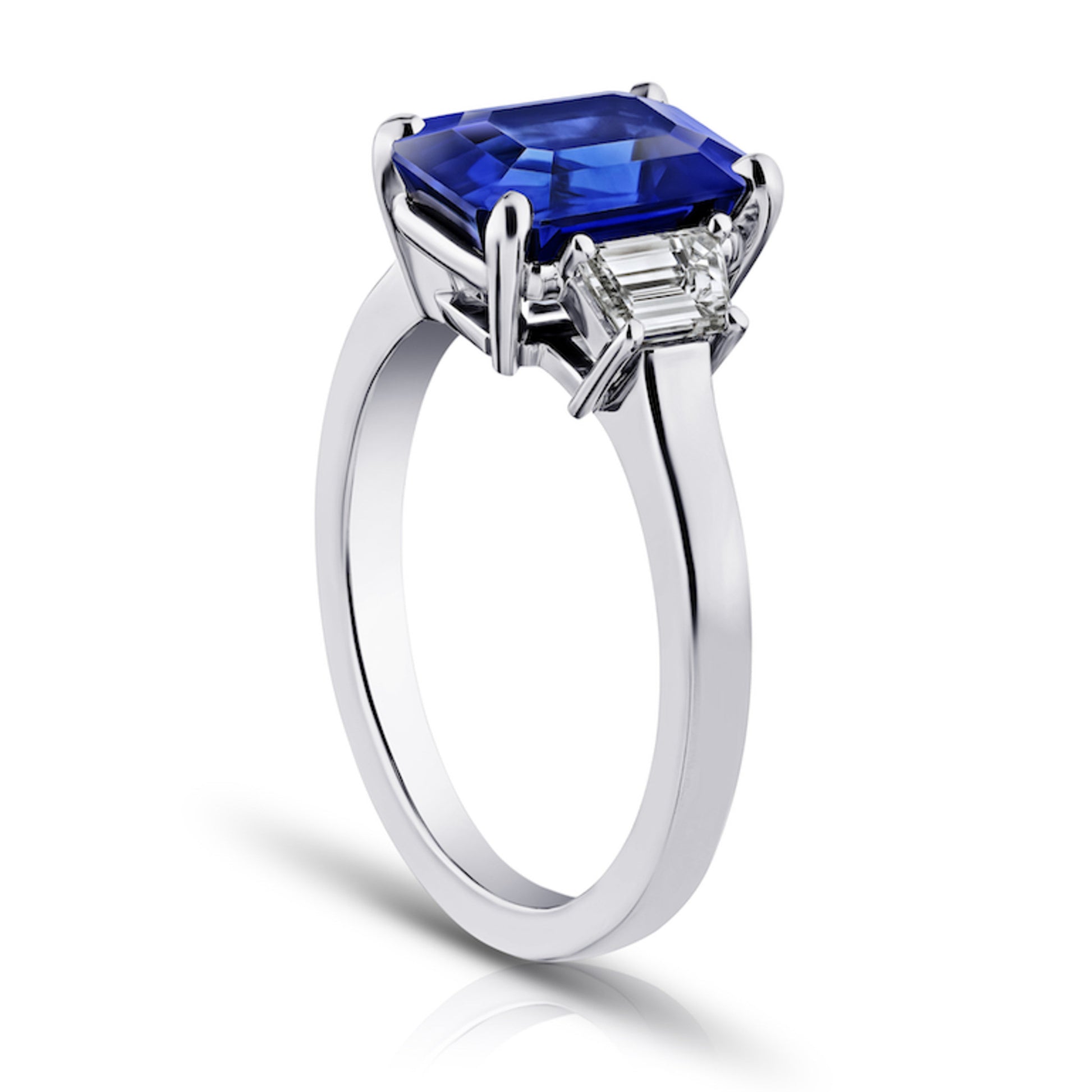 Contemporary Platinum Sapphire & Diamond Ring side