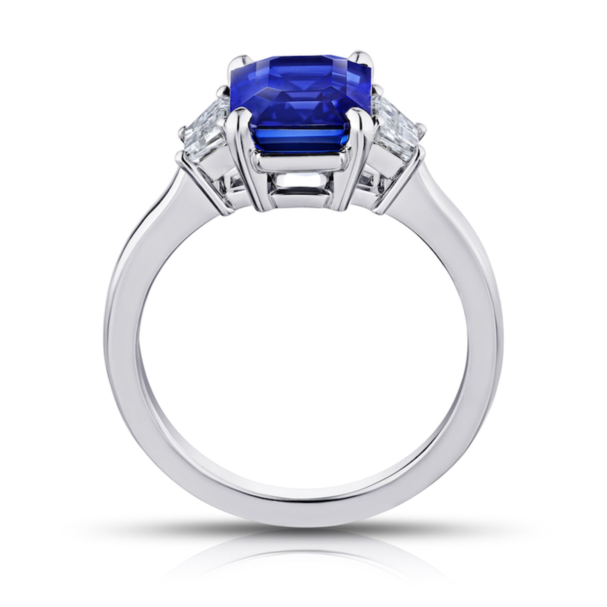 Contemporary Platinum Sapphire & Diamond Ring profile