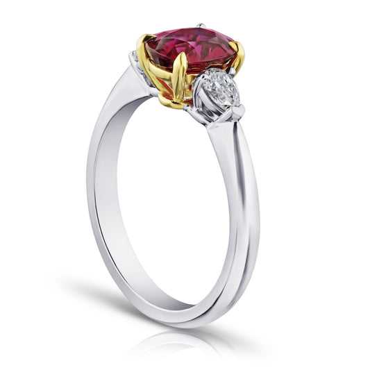 Contemporary Platinum & 18KT Yellow Gold Ruby & Diamond Ring side