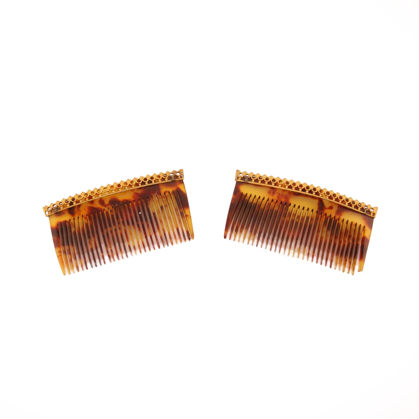 Antique 14KT Yellow Gold Hair Combs front