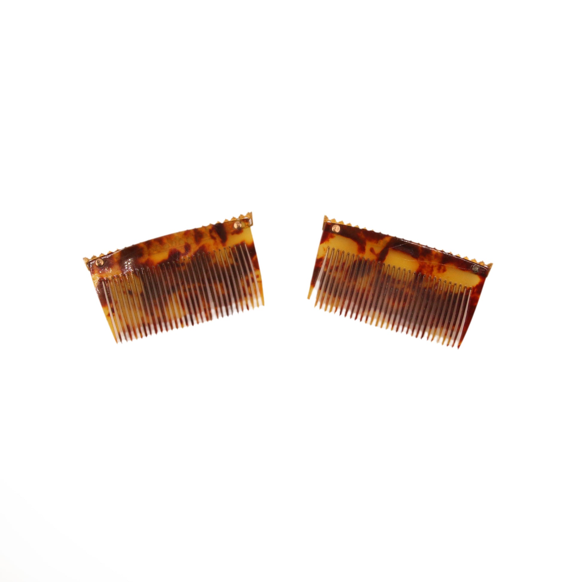 Antique 14KT Yellow Gold Hair Combs back