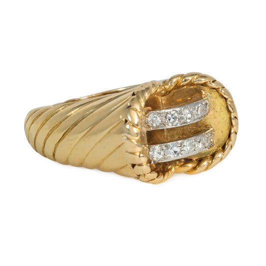 Cartier Paris 1950s Platinum & 18KT Yellow Gold Diamond Ring side