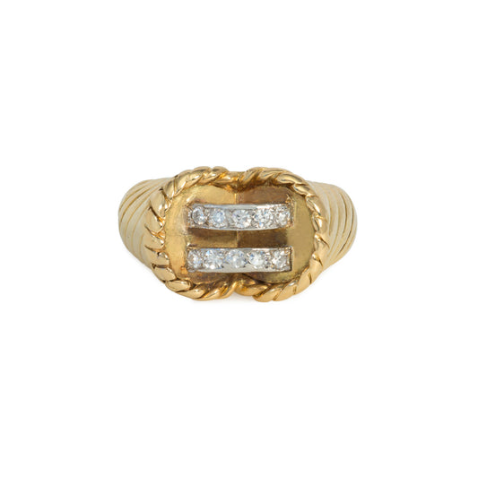 Cartier Paris 1950s Platinum & 18KT Yellow Gold Diamond Ring front