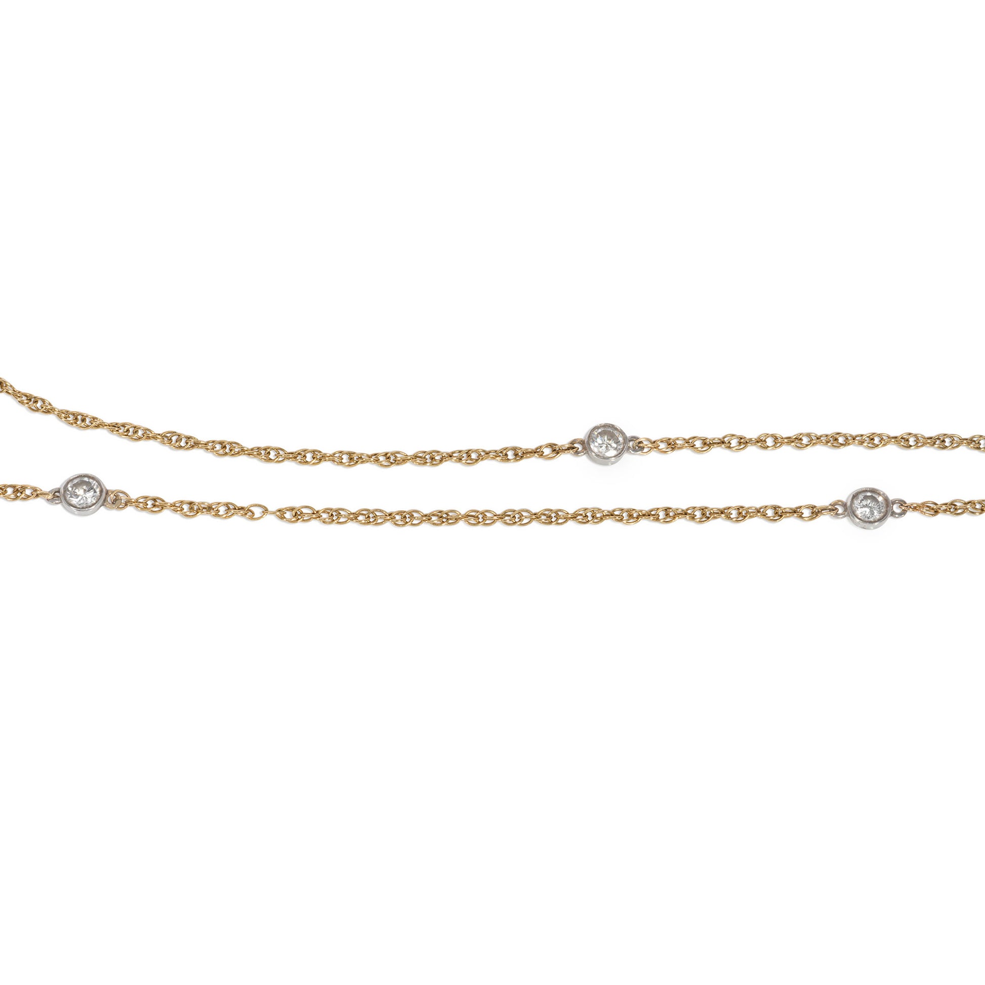 1970s 14KT White & Yellow Gold Diamond Necklace close-up details