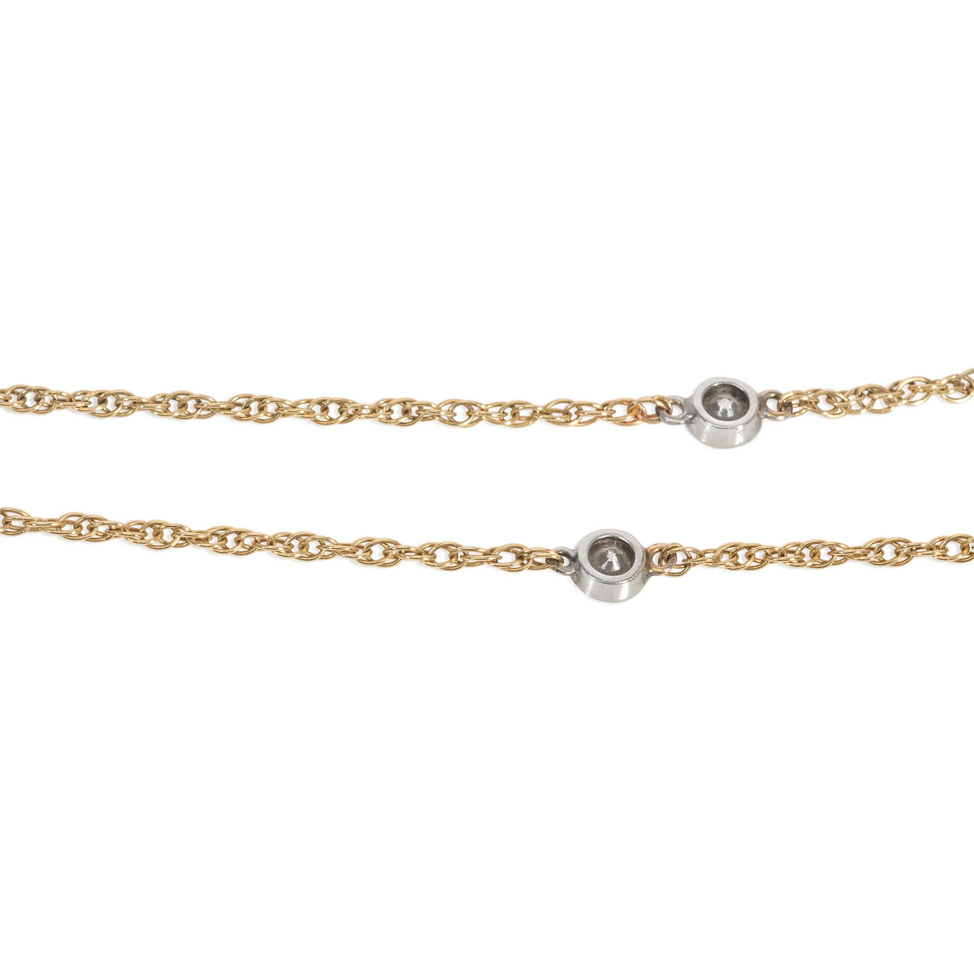 1970s 14KT White & Yellow Gold Diamond Necklace close-up details