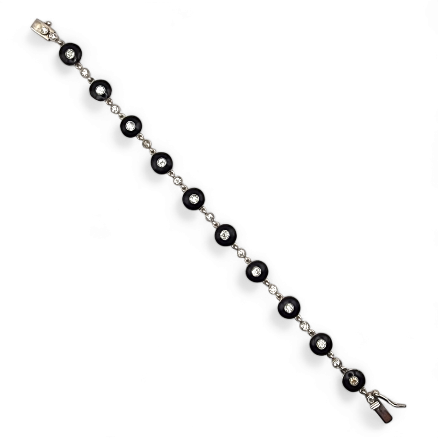 Art Deco Platinum Diamond & Enamel Bracelet front