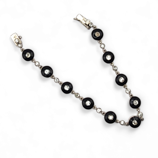 Art Deco Platinum Diamond & Enamel Bracelet front