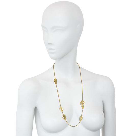 Tiffany & Co. 1970s 18KT Yellow Gold Necklace on neck