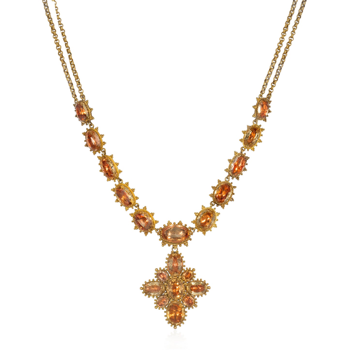 Georgian 18KT Yellow Gold Topaz Necklace front