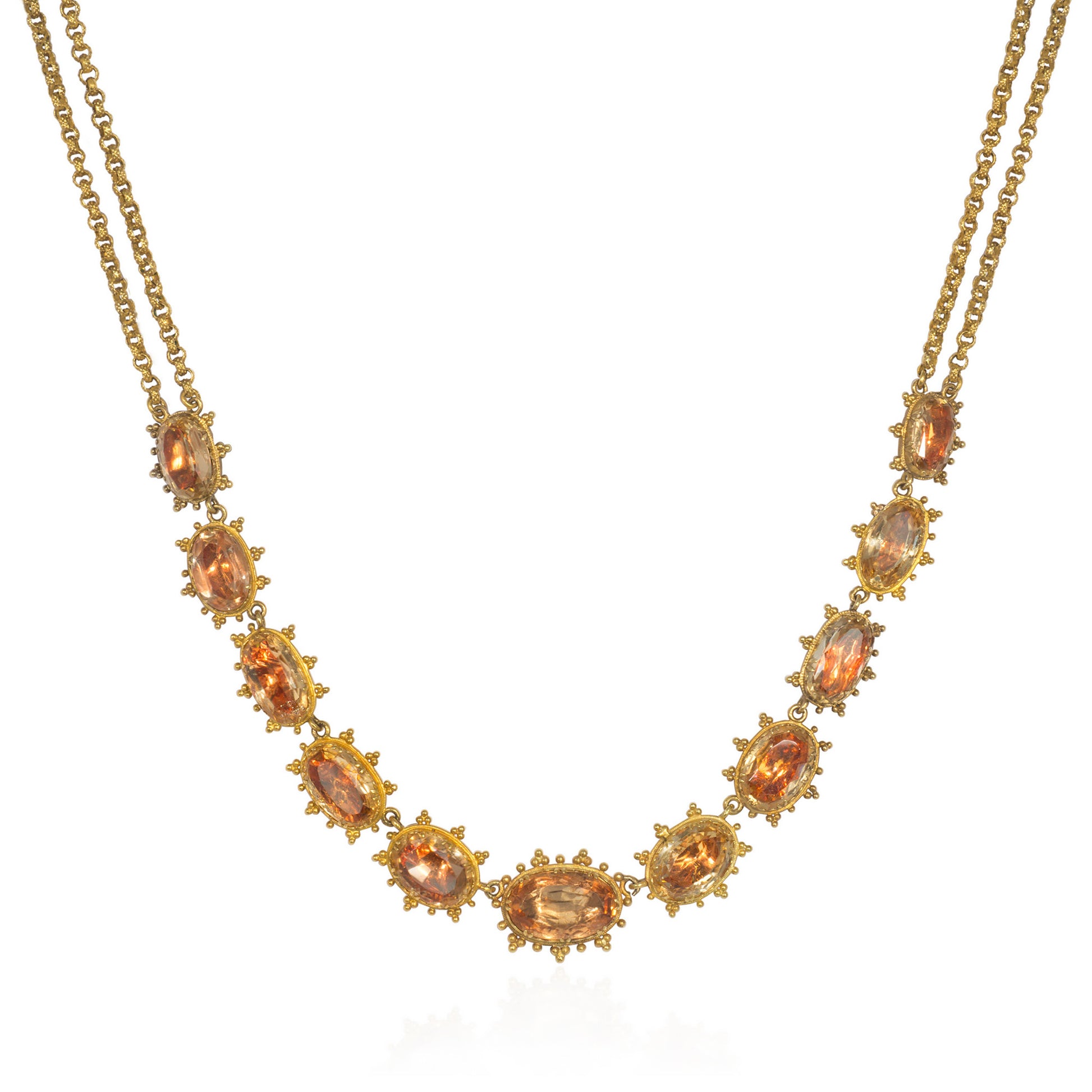 Georgian 18KT Yellow Gold Topaz Necklace front