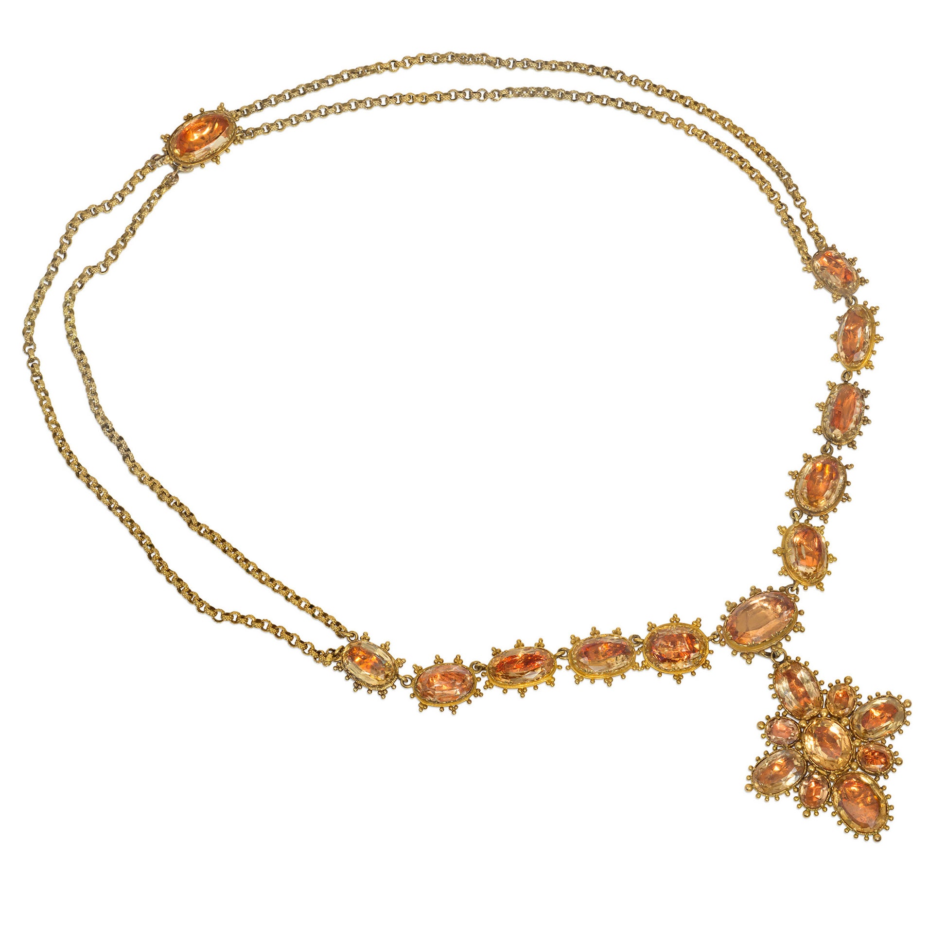 Georgian 18KT Yellow Gold Topaz Necklace front