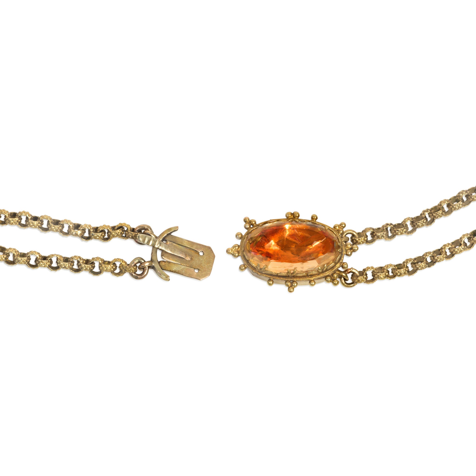 Georgian 18KT Yellow Gold Topaz Necklace clasp