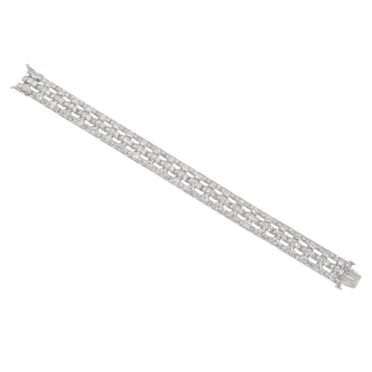 Leon Beilin French Art Deco Platinum & 18KT White Gold Diamond Bracelet front