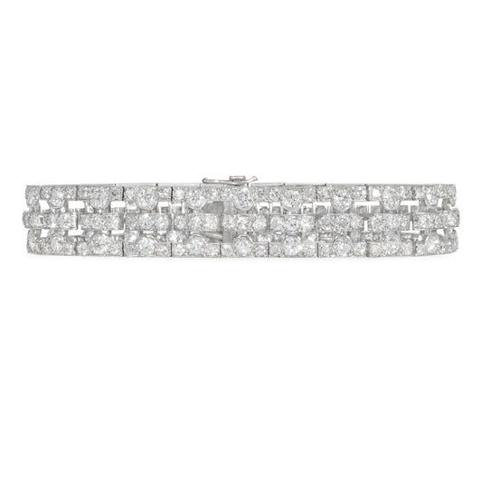 Leon Beilin French Art Deco Platinum & 18KT White Gold Diamond Bracelet front