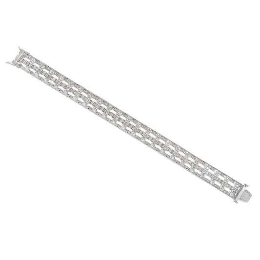 Leon Beilin French Art Deco Platinum & 18KT White Gold Diamond Bracelet back