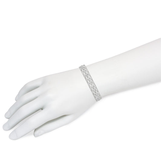 Leon Beilin French Art Deco Platinum & 18KT White Gold Diamond Bracelet on wrist