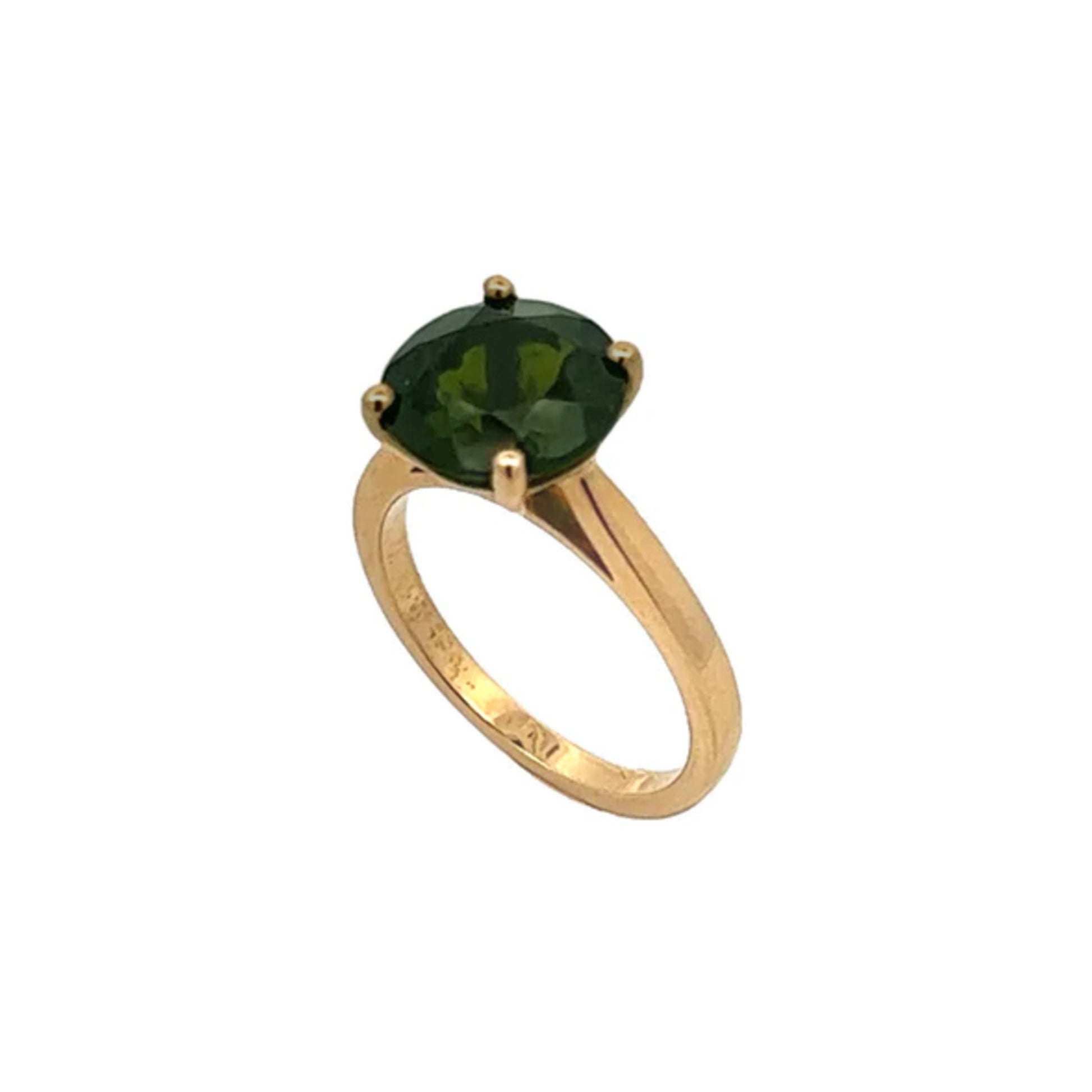 1970s 18KT Yellow Gold Tourmaline Ring top front