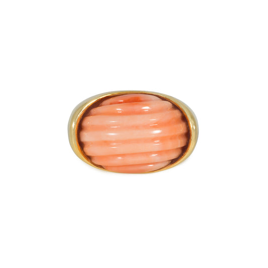 Tiffany & Co. 1970s 18KT Yellow Gold Coral Ring front