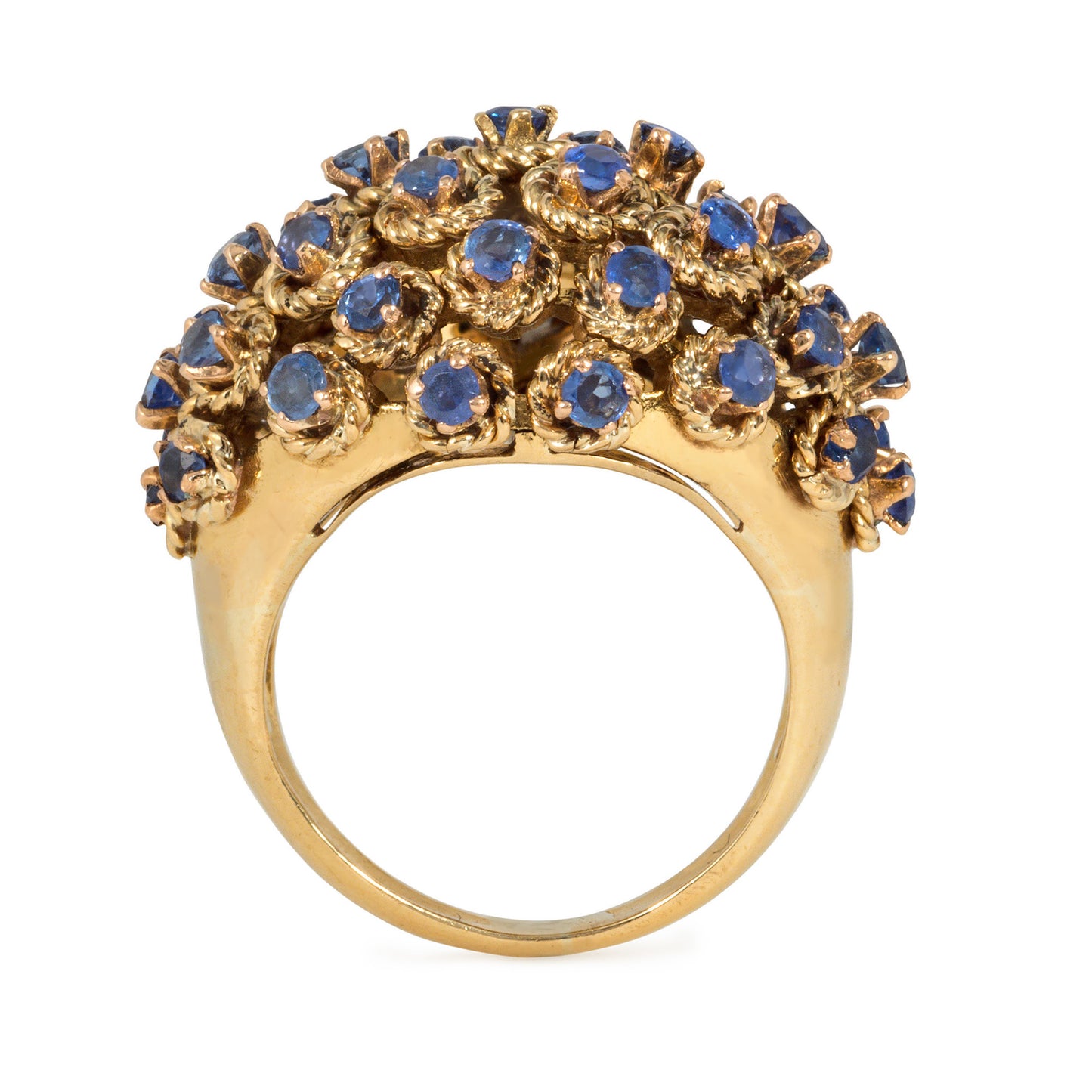 Tiffany & Co. Italy 1970s 18KT Yellow Gold Sapphire Ring profile