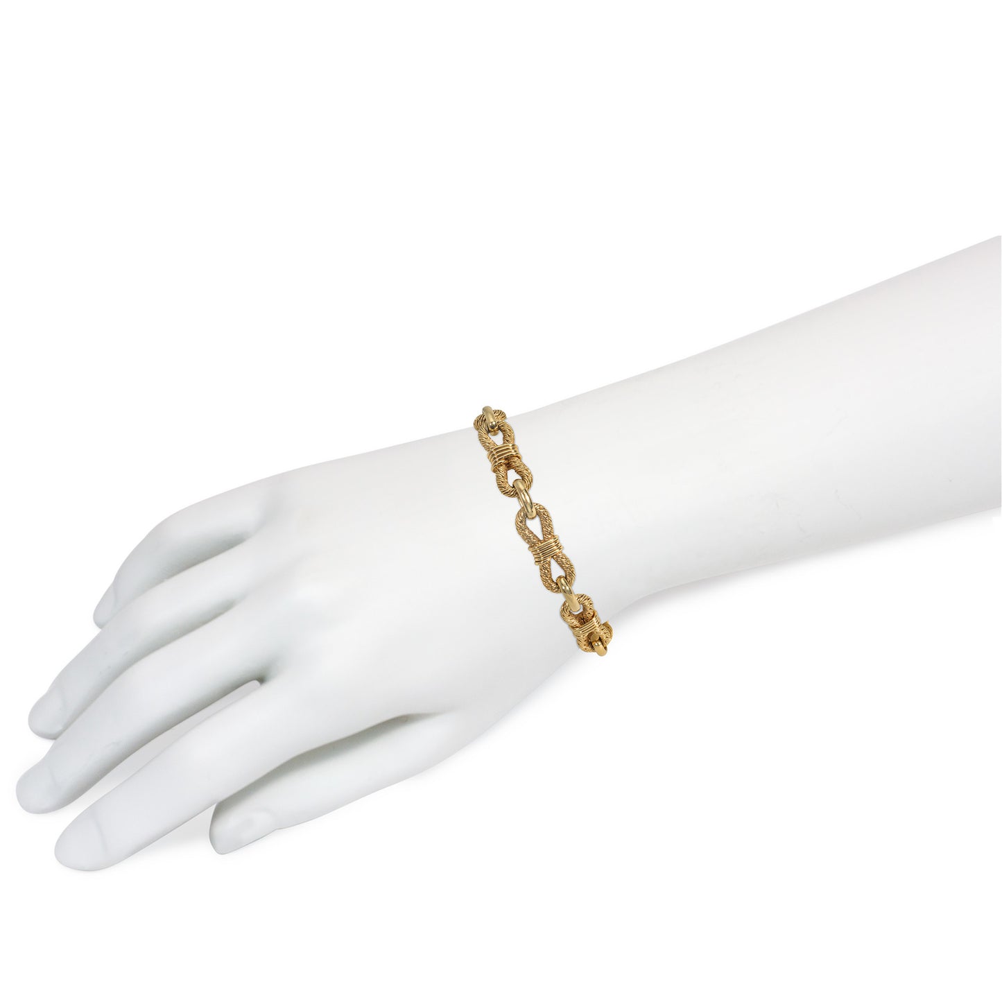 Boucheron Paris 1960s 18KT Yellow Gold Bracelet on wrist