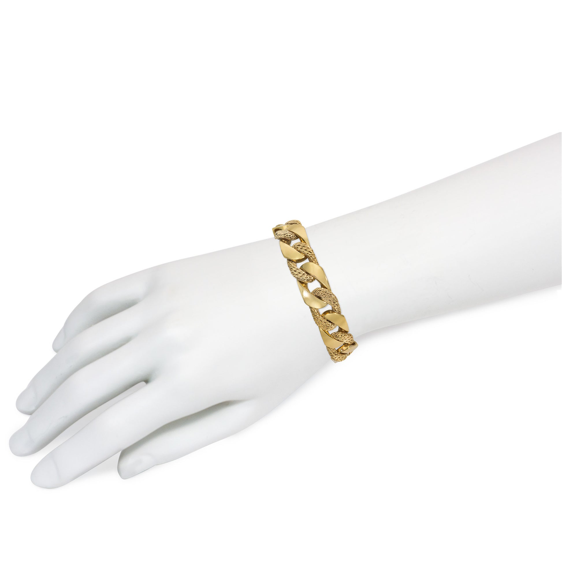 Georges Lenfant 1970s 18KT Yellow Gold Bracelets / Necklace on wrist