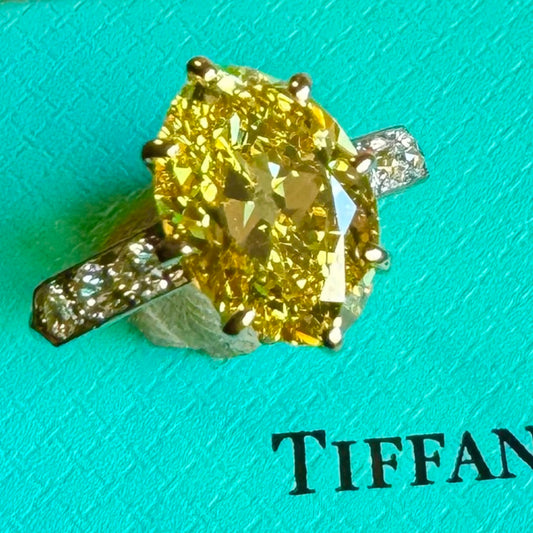 Tiffany & Co. Edwardian Platinum & 18KT Yellow Gold Yellow Diamond Ring front