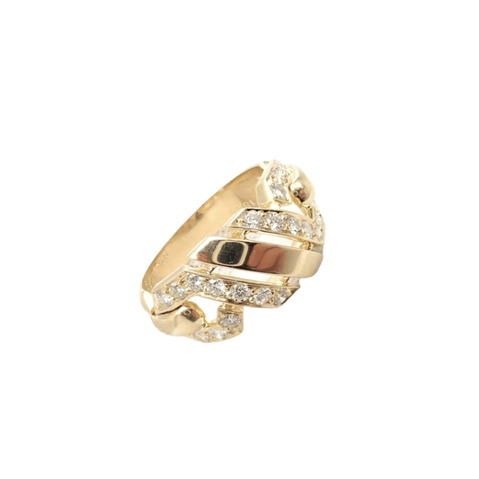 Cartier 1980s 18KT Yellow Gold Diamond Fox Trot Ring front