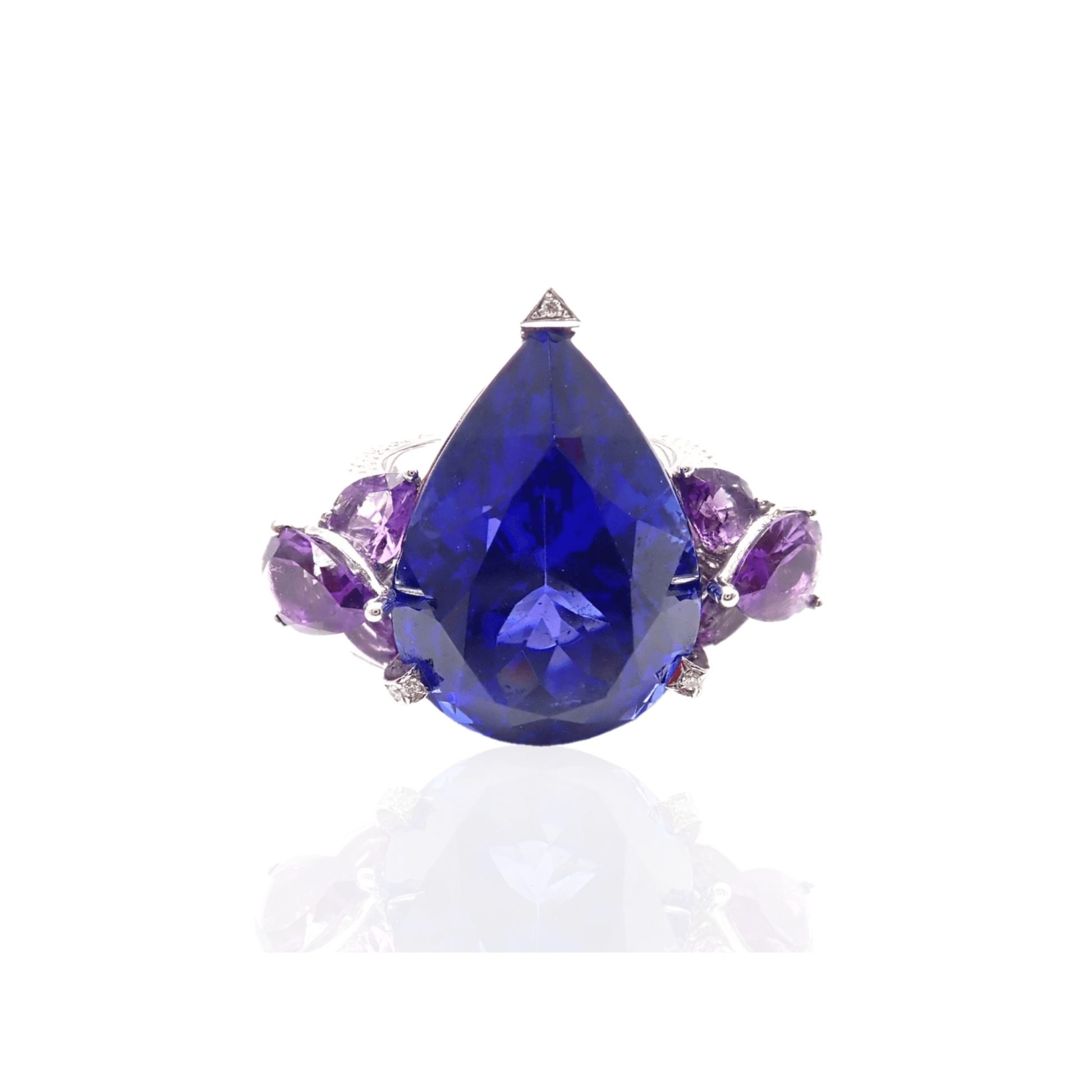 Chopard Post-1980s 18KT White Gold Diamond, Amethyst & Tanzanite Ring front