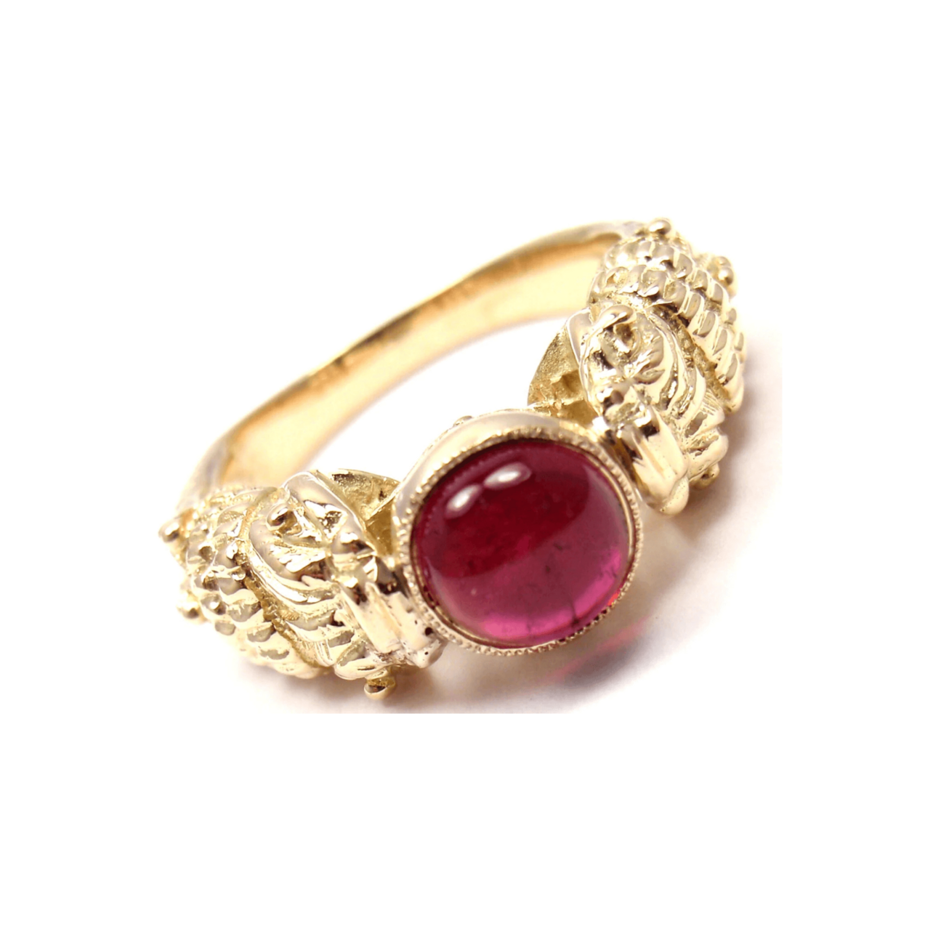 Zolotas Greece Post-1980s 18KT Yellow Gold Pink Tourmaline Ring front