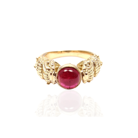 Zolotas Greece Post-1980s 18KT Yellow Gold Pink Tourmaline Ring front