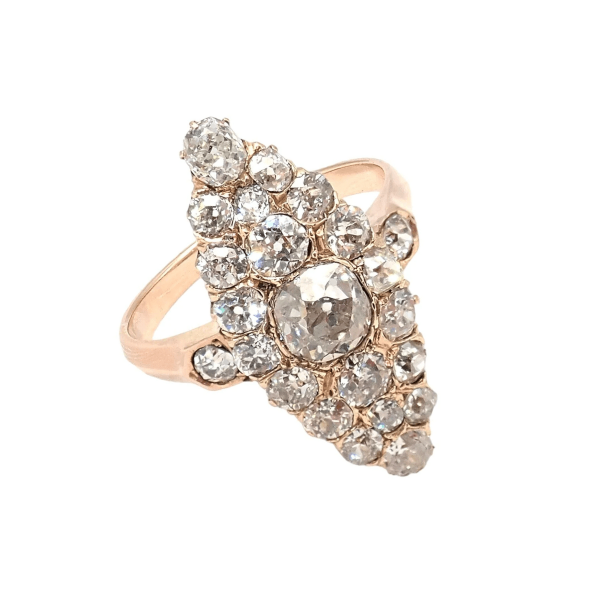 1930s 18KT Rose Gold Diamond Ring front