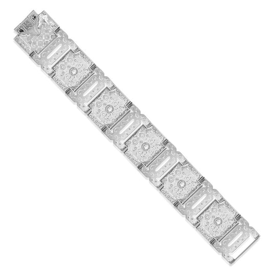 South American Art Deco 14KT White Gold Diamond Bracelet back